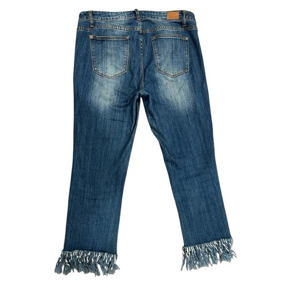 Judy Blue I'm So Frayed Cropped fit Jeans 15 / 32 Blue Mid Rise Boho Hippie - Picture 2 of 10